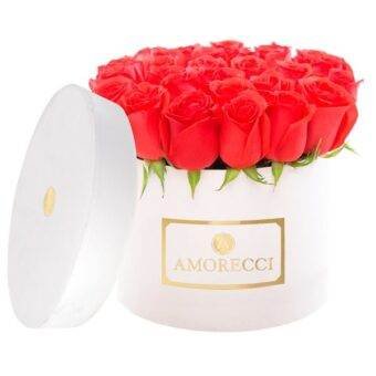 Rosas rojas caja redonda